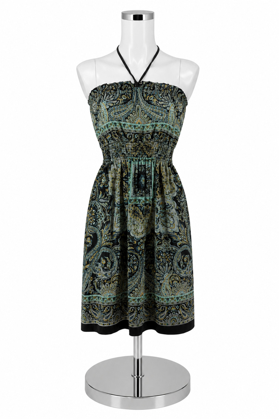 Classique Black/Blue Paisley Pre-Owned Ladies Dress - Size Small